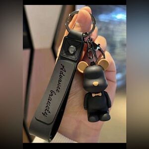 Black Bear Keychain with Wrist Strap